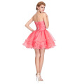 Grace Karin Strapless Watermelon Red Beaded Short Puffy Homecoming Dresses CL6077-1